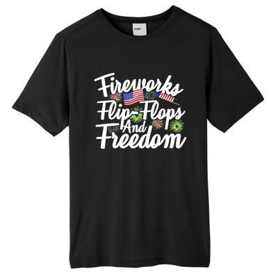 Flip Flops Fireworks And Freedom Fourth Of July Cool Gift Tall Fusion ChromaSoft Performance T-Shirt