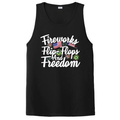 Flip Flops Fireworks And Freedom Fourth Of July Cool Gift PosiCharge Competitor Tank