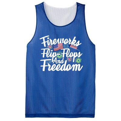 Flip Flops Fireworks And Freedom Fourth Of July Cool Gift Mesh Reversible Basketball Jersey Tank