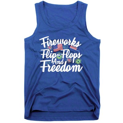 Flip Flops Fireworks And Freedom Fourth Of July Cool Gift Tank Top