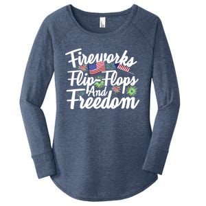 Flip Flops Fireworks And Freedom Fourth Of July Cool Gift Women's Perfect Tri Tunic Long Sleeve Shirt