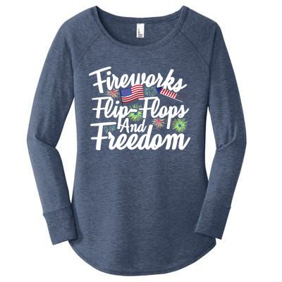 Flip Flops Fireworks And Freedom Fourth Of July Cool Gift Women's Perfect Tri Tunic Long Sleeve Shirt