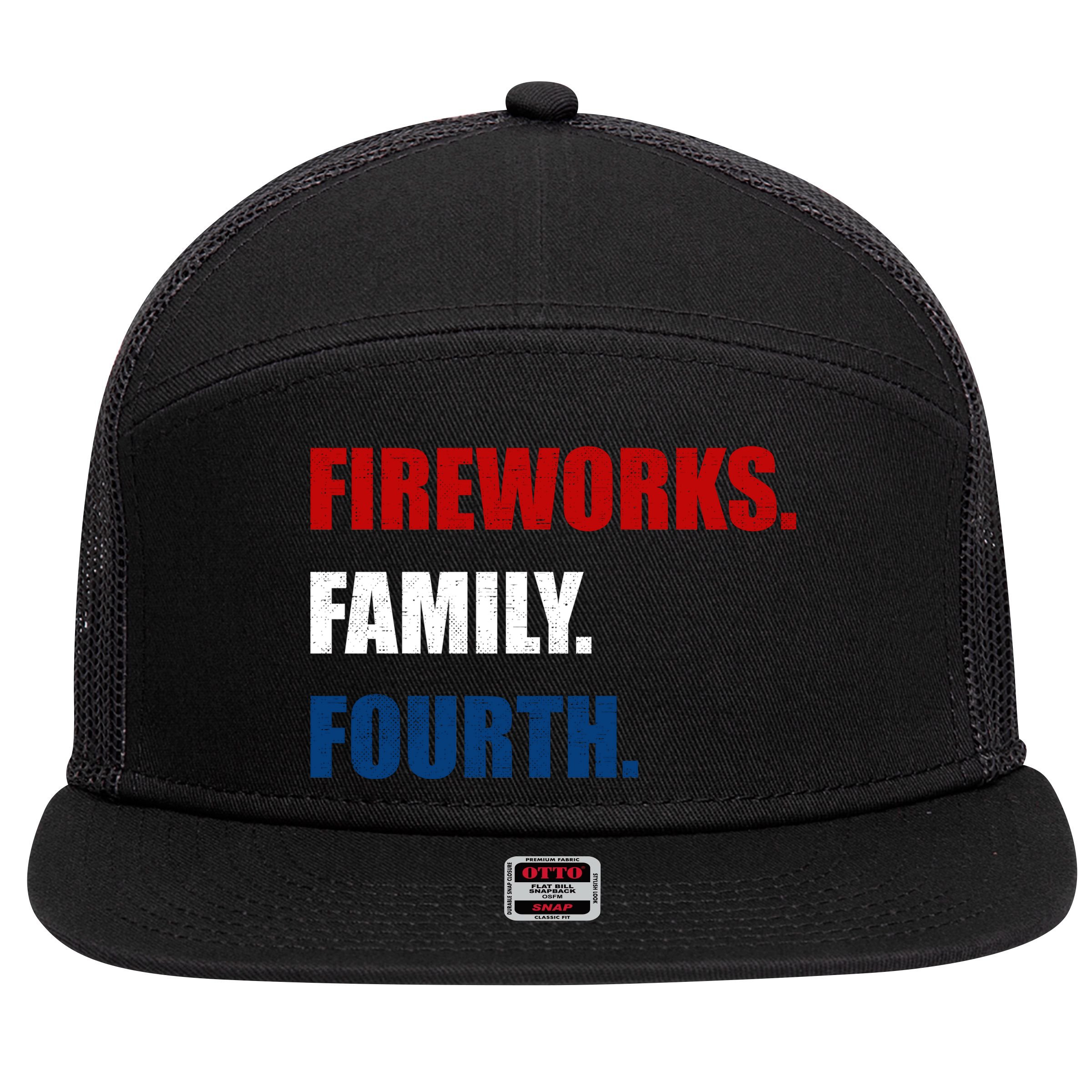 Fireworks Family Fourth 7 Panel Mesh Trucker Snapback Hat