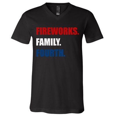 Fireworks Family Fourth V-Neck T-Shirt