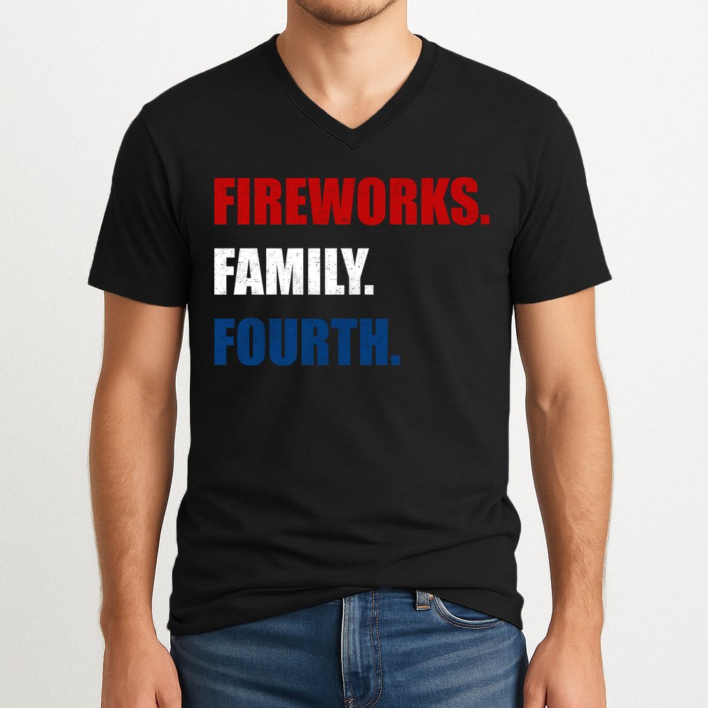 Fireworks Family Fourth V-Neck T-Shirt