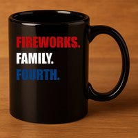 Fireworks Family Fourth 11oz C Handle Ceramic Mug