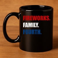 Fireworks Family Fourth 11oz C Handle Ceramic Mug