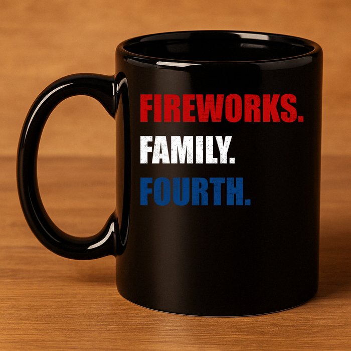 Fireworks Family Fourth 11oz C Handle Ceramic Mug