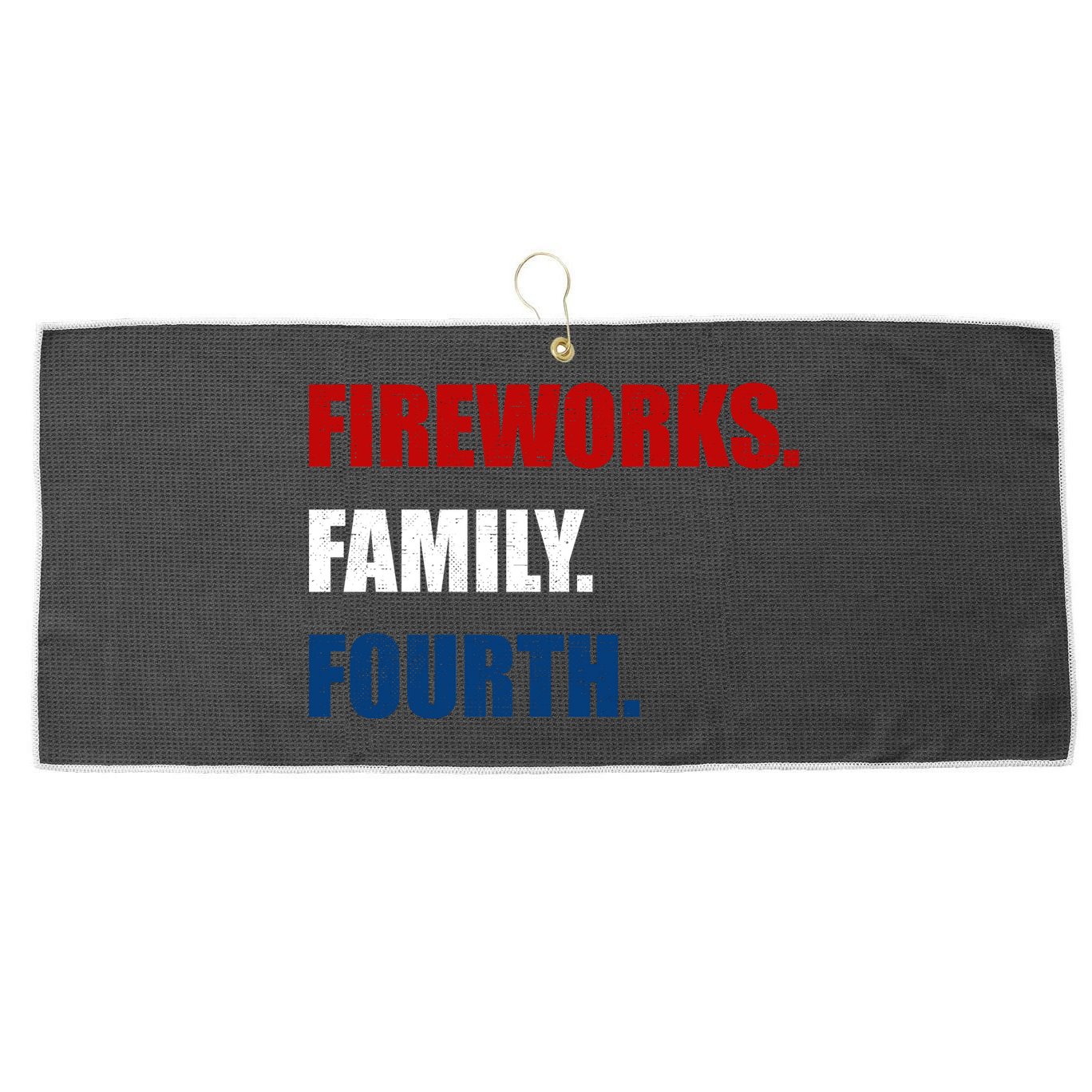 Fireworks Family Fourth Large Microfiber Waffle Golf Towel