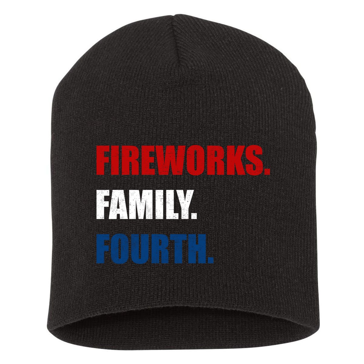 Fireworks Family Fourth Short Acrylic Beanie