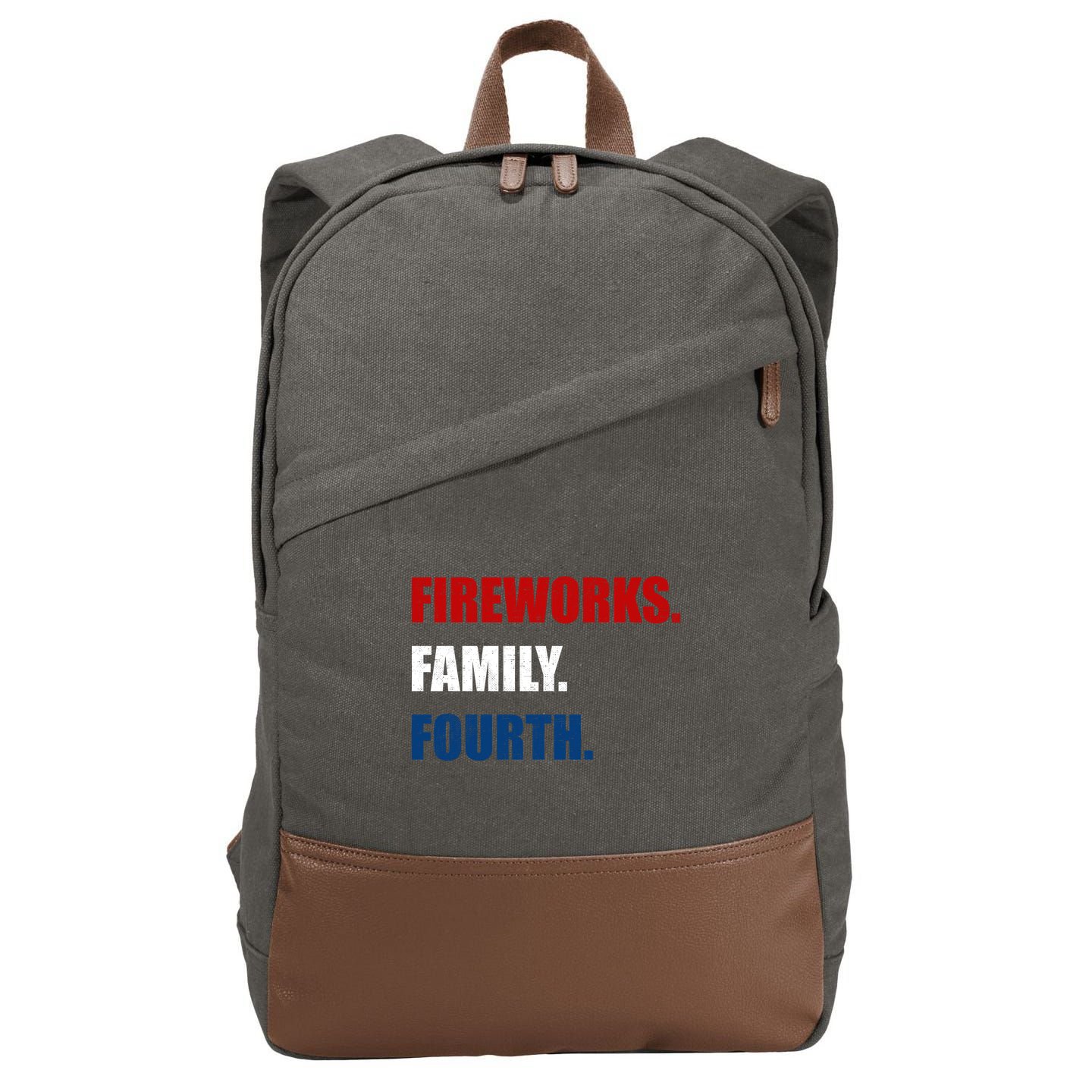 Fireworks Family Fourth Cotton Canvas Backpack