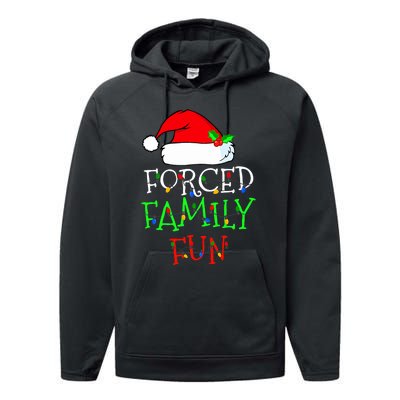 Forced Family Fun Sarcastic Christmas Pajama Family Funny Performance Fleece Hoodie