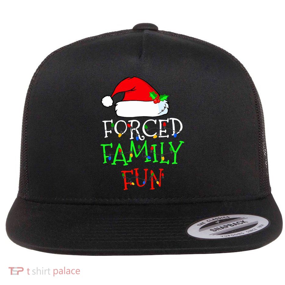 Forced Family Fun Sarcastic Christmas Pajama Family Funny Flatbill Hat