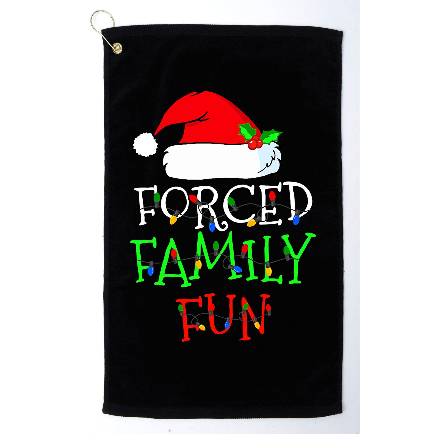 Forced Family Fun Sarcastic Christmas Pajama Family Funny Golf Towel
