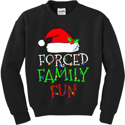 Forced Family Fun Sarcastic Christmas Pajama Family Funny Kids Sweatshirt