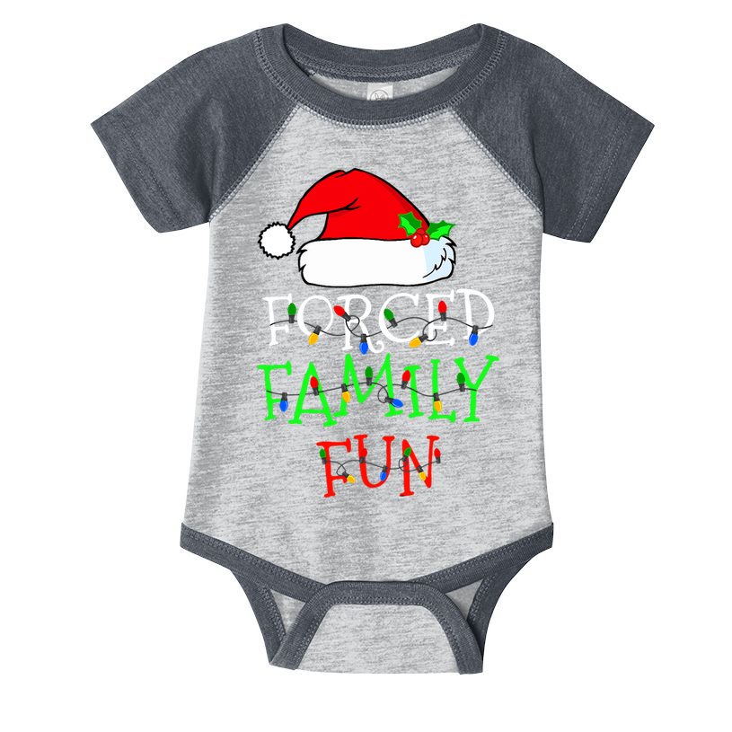 Forced Family Fun Sarcastic Christmas Pajama Family Funny Infant Baby Jersey Bodysuit