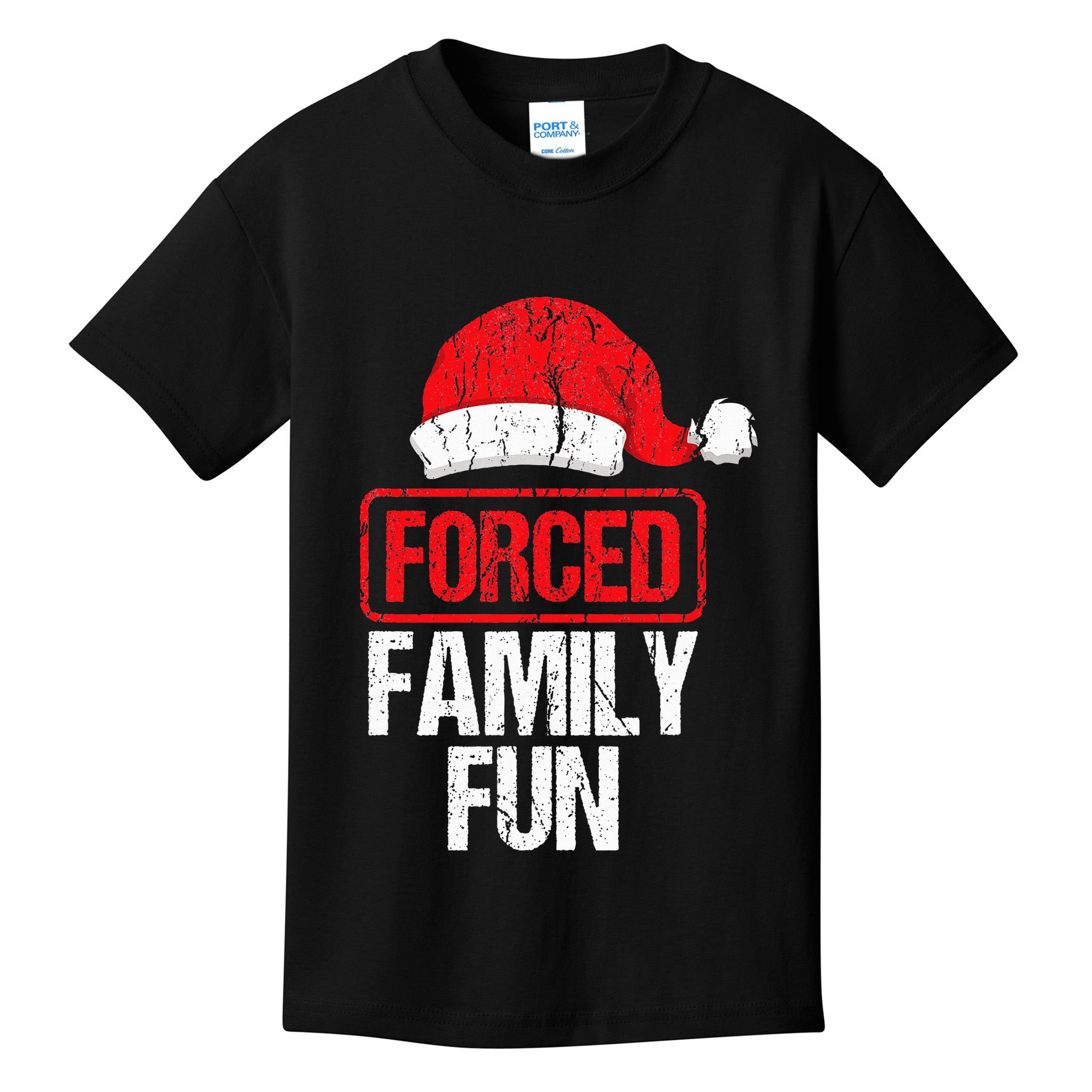 Forced Family Fun Winter Holidays Funny Christmas Kids T-Shirt