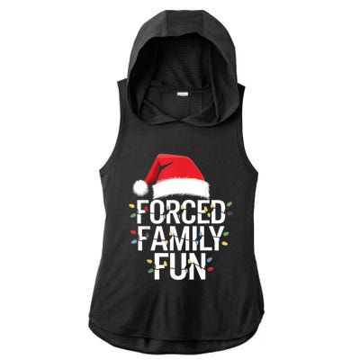 Forced Family Fun Sarcastic Christmas Funny Ladies PosiCharge Tri-Blend Wicking Draft Hoodie Tank