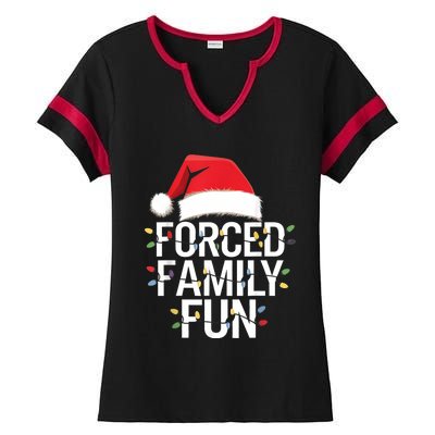 Forced Family Fun Sarcastic Christmas Funny Ladies Halftime Notch Neck Tee