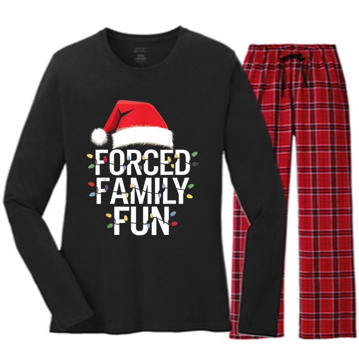 Forced Family Fun Sarcastic Christmas Funny Women's Long Sleeve Flannel Pajama Set 