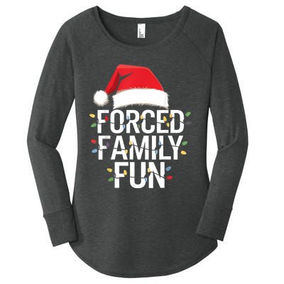 Forced Family Fun Sarcastic Christmas Funny Women's Perfect Tri Tunic Long Sleeve Shirt