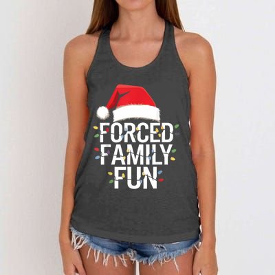 Forced Family Fun Sarcastic Christmas Funny Women's Knotted Racerback Tank