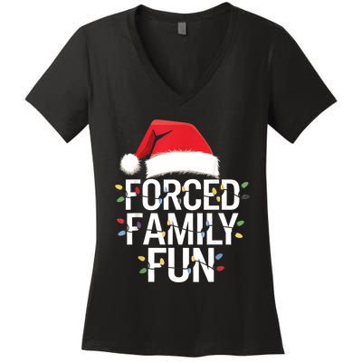 Forced Family Fun Sarcastic Christmas Funny Women's V-Neck T-Shirt