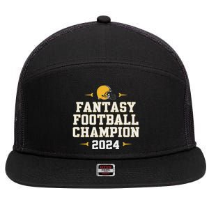 Funny Fantasy Football Champion 2024 7 Panel Mesh Trucker Snapback Hat