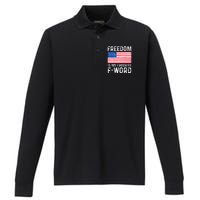 Freedom Favorite F Word America Libertarian Conservative USA Performance Long Sleeve Polo