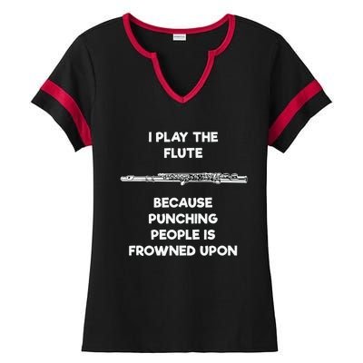 Flute Funny Flute Player Punch Ladies Halftime Notch Neck Tee