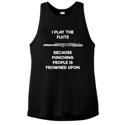 Flute Funny Flute Player Punch Ladies PosiCharge Tri-Blend Wicking Tank