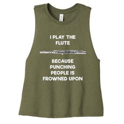 Flute Funny Flute Player Punch Women's Racerback Cropped Tank