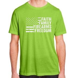 Faith Family Firearms & Freedom Pro God Guns American Flag Adult ChromaSoft Performance T-Shirt