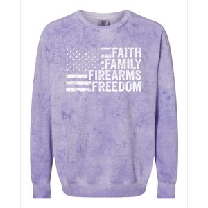 Faith Family Firearms & Freedom Pro God Guns American Flag Colorblast Crewneck Sweatshirt