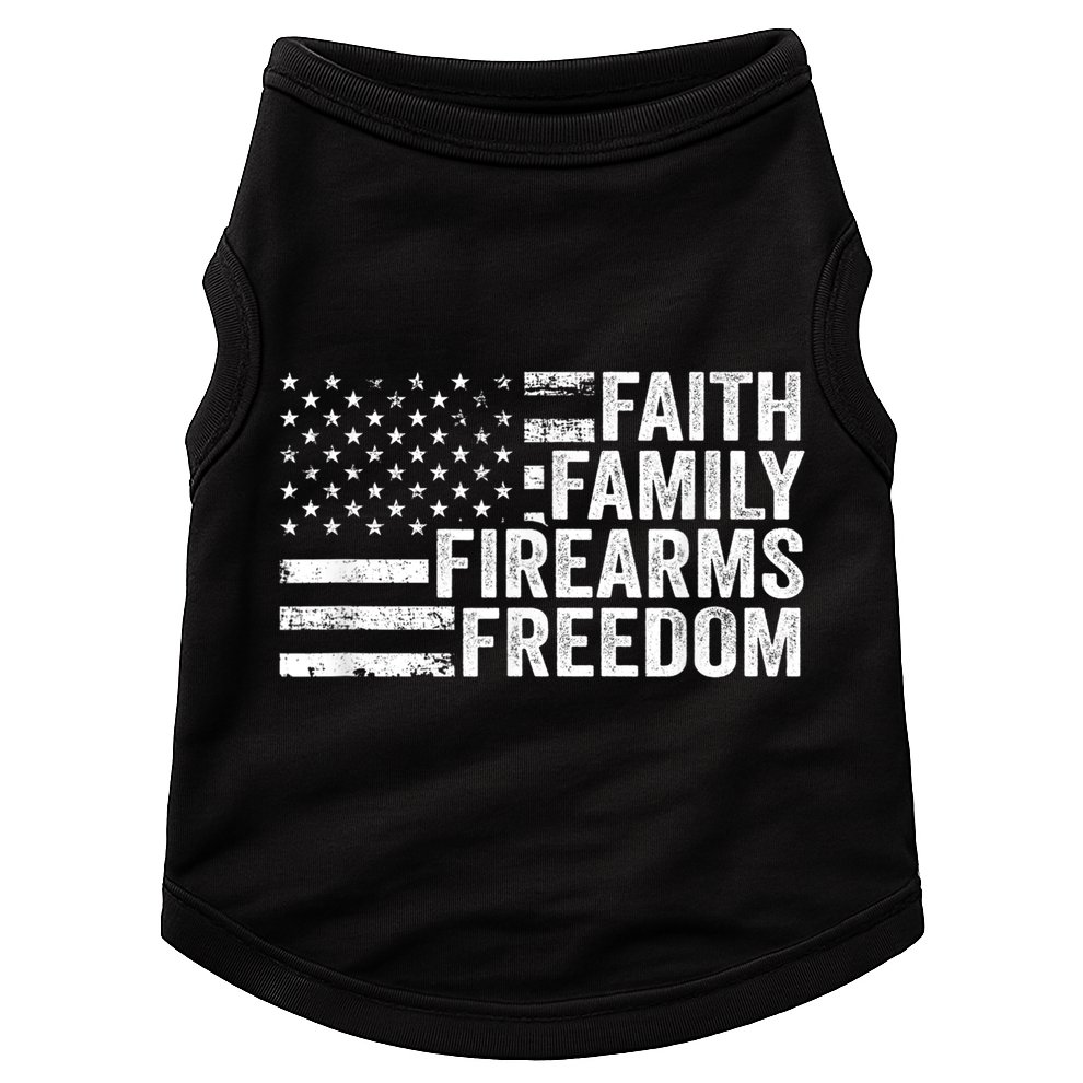 Faith Family Firearms & Freedom Pro God Guns American Flag Doggie Tank