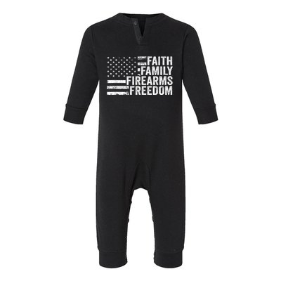 Faith Family Firearms & Freedom Pro God Guns American Flag Infant Fleece One Piece