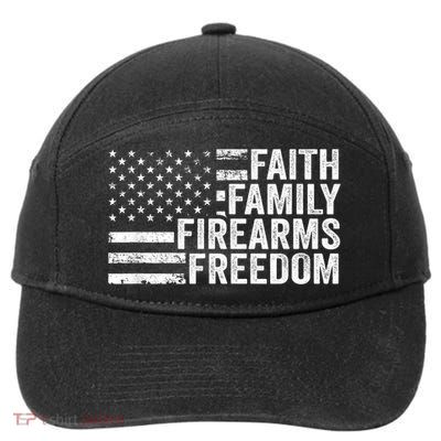 Faith Family Firearms & Freedom Pro God Guns American Flag 7-Panel Snapback Hat
