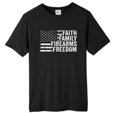 Faith Family Firearms & Freedom Pro God Guns American Flag Tall Fusion ChromaSoft Performance T-Shirt