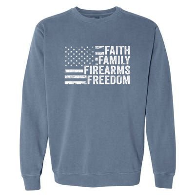 Faith Family Firearms & Freedom Pro God Guns American Flag Garment-Dyed Sweatshirt