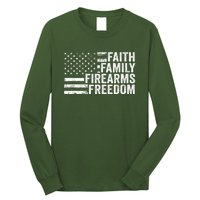 Faith Family Firearms & Freedom Pro God Guns American Flag Long Sleeve Shirt