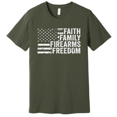 Faith Family Firearms & Freedom Pro God Guns American Flag Premium T-Shirt