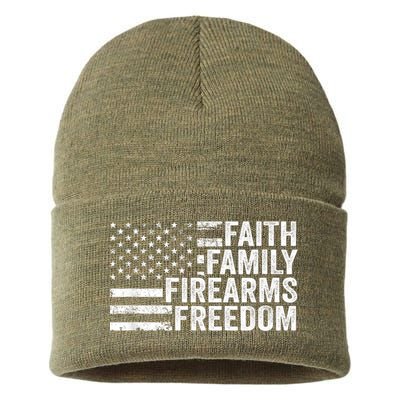 Faith Family Firearms & Freedom Pro God Guns American Flag Sustainable Knit Beanie