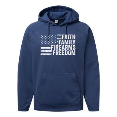 Faith Family Firearms & Freedom Pro God Guns American Flag Performance Fleece Hoodie