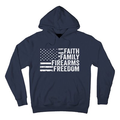 Faith Family Firearms & Freedom Pro God Guns American Flag Hoodie