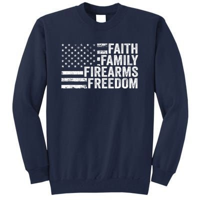 Faith Family Firearms & Freedom Pro God Guns American Flag Tall Sweatshirt