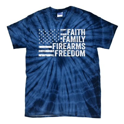 Faith Family Firearms & Freedom Pro God Guns American Flag Tie-Dye T-Shirt