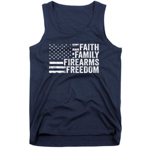 Faith Family Firearms & Freedom Pro God Guns American Flag Tank Top