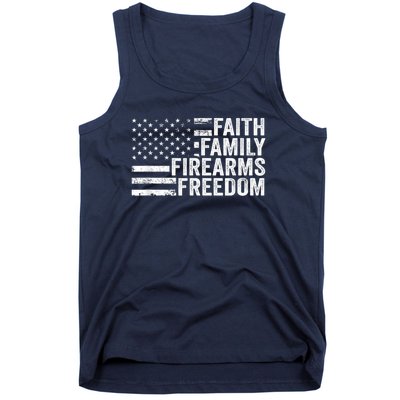 Faith Family Firearms & Freedom Pro God Guns American Flag Tank Top