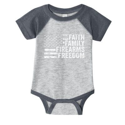 Faith Family Firearms & Freedom Pro God Guns American Flag Infant Baby Jersey Bodysuit