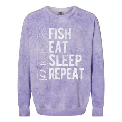 Fishing Fisherman Funny Eat Sleep Fish Repeat Fisher Colorblast Crewneck Sweatshirt